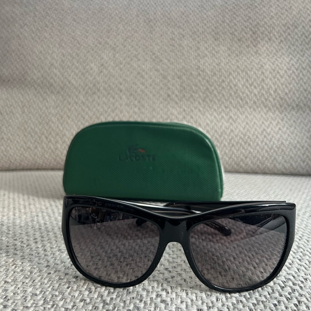 Lacoste Black Sunglasses Sporty Wraparound Design
